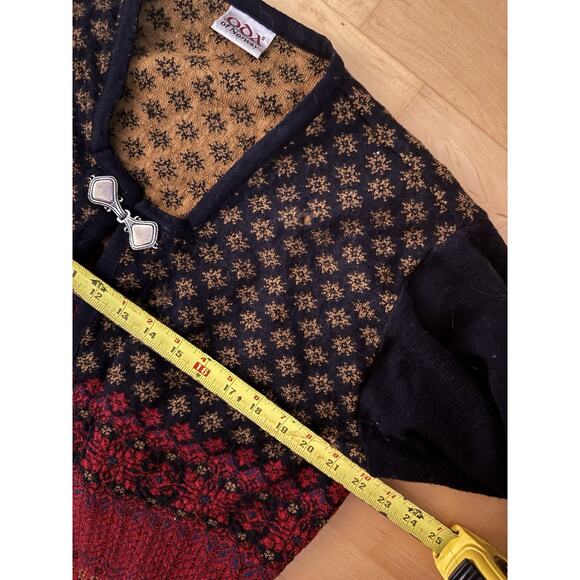 ODA of Norway Design Gerd Vikingstad Lightweight Red Tan Wool Cardigan Sweater M - Picture 5 of 5